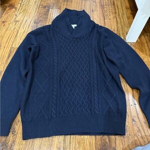 Peter Millar Navy Cable Shawl Sweater